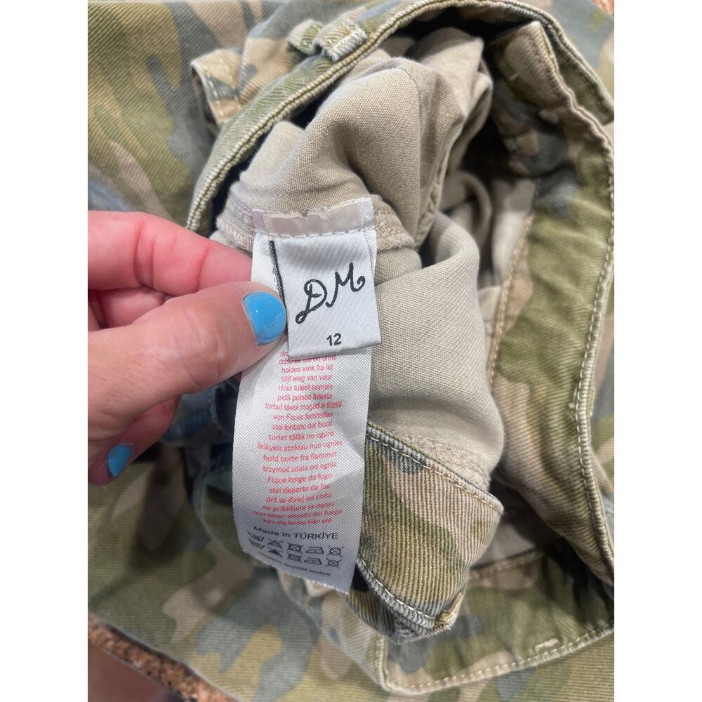 Camo Wide Leg Jeans - Olive Green Flare UK12/US8 - Picture 7 of 8